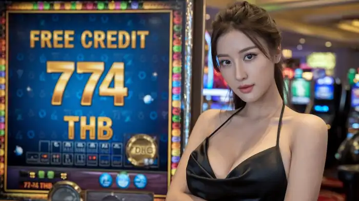 สาวเอเชียสวยในชุดดำกำลังแสดงโปรโมชั่นพิเศษ 10 รับ 100 ของ Avengers168 พร้อมเครดิตฟรีสำหรับสมาชิกใหม่